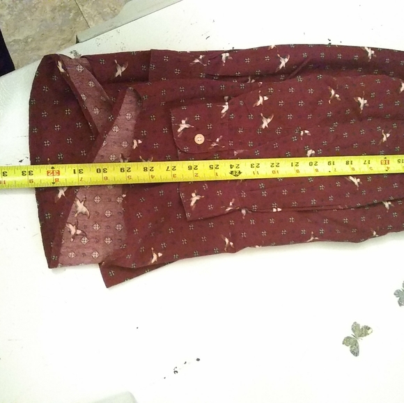 Ralph Lauren Chaps Mens Shirt Burgundy Wild Ducks Button Up Long Sleeved Sz L/50 - Picture 8 of 9